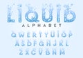 Liquid alphabet - water letters set, vector illustration Royalty Free Stock Photo