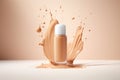 Liquid beauty in a glass bottle: beige foundation for flawless facial skin tone Royalty Free Stock Photo