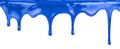 Liquid blue paint dripping on white with clipping path included Royalty Free Stock Photo