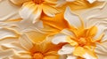 Liquid Camomile background. Yellow and white minimalist banner with liquid flower. Trendy digital pastel style