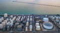 Liquid chemical tank terminal, Storage of liquid chemical and petrochemical products tank, Aerial view Royalty Free Stock Photo