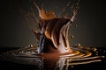 Liquid chocolate crown splash. Generative Ai Royalty Free Stock Photo