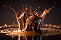 Liquid chocolate crown splash. Generative Ai Royalty Free Stock Photo