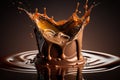 Liquid chocolate crown splash. Generative Ai Royalty Free Stock Photo