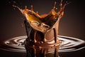 Liquid chocolate crown splash. Generative Ai Royalty Free Stock Photo