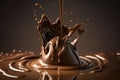 Liquid chocolate crown splash. Generative Ai Royalty Free Stock Photo