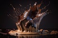 Liquid chocolate crown splash. Generative Ai Royalty Free Stock Photo