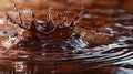 Liquid chocolate crown splash. In a liquid chocolate pool. With circular ripples. Royalty Free Stock Photo