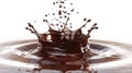 Liquid chocolate crown splash. In a liquid chocolate pool. With circular ripples. Royalty Free Stock Photo