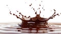 Liquid chocolate crown splash. In a liquid chocolate pool. With circular ripples. Royalty Free Stock Photo