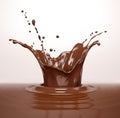 Liquid Chocolate crown splash in a pool of liquid chocolate. Generative A.I