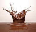 Liquid Chocolate crown splash in a pool of liquid chocolate. Generative A.I