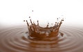 Liquid Chocolate crown splash pool with ripples Royalty Free Stock Photo