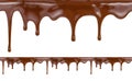 liquid chocolate dripping from cake on white background with clipping path included. High resolution illustration.