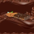 Liquid chocolate, flowing, vector