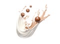 Liquid chocolate. Milk and Chocolate mix Splash. Milk and chocolate flow. Royalty Free Stock Photo