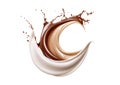 Liquid chocolate. Milk and Chocolate mix Splash. Milk and chocolate flow. Royalty Free Stock Photo