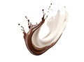 Liquid chocolate. Milk and Chocolate mix Splash. Milk and chocolate flow. Royalty Free Stock Photo