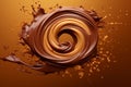 Liquid chocolate spiral splash explosion. Generative AI