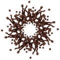 Liquid chocolate splash with drops isolated Royalty Free Stock Photo