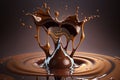 liquid chocolate, splashes of chocolate, drips, drops of chocolate, generative AI tools Royalty Free Stock Photo