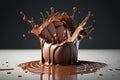 liquid chocolate, splashes of chocolate, drips, drops of chocolate, generative AI tools Royalty Free Stock Photo