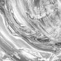 Liquid Chrome Texture. Abstract Metallic Wrap Waves. Fluid Monochrome Background in Black, Gray and White colors. Computer Art