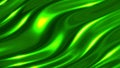 Liquid chrome waves background, shiny and lustrous green metal pattern texture, silky 3D illustration