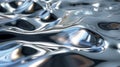 Liquid chrome waves background, shiny and lustrous metal pattern texture