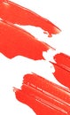 Coral red orange lipstick background texture smudge samples