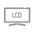 Liquid-crystal display black line icon. Full High Definition. Resolution 1920 1080 pixels and a frame rate of at least 24 sec. Royalty Free Stock Photo