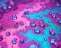 Liquid crystal phase transitions with shifting magenta and teal moire patterns, showcasing laboratory slide precision in a Royalty Free Stock Photo