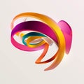 Liquid 3D geometric shapes. Colorful curved rings on white background Royalty Free Stock Photo