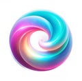 Liquid 3d render multicolor rainbow holographic swirl ring sphere brush stoke isolated on white. Artistic abstract