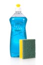 Liquid detergent bottle and scouring pad for dish