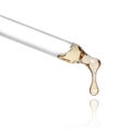 Liquid drop from cosmetic pipette close up