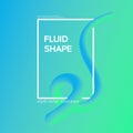 Liquid dynamic fluid line shape. Vector blue & green gradient illustration, spot colors. Original futuristic design.