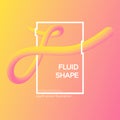 Liquid dynamic fluid line shape. Vector yellow & pink gradient illustration, spot colors. Original futuristic design. 