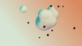 Liquid fluid dynamic abstract animated white metaball floating spheres blobs drops bubbles in transition deformation