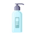Liquid foam soap sanitizer gel transparent bottle with dispenser vector flat illustration