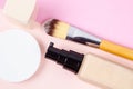 Liquid foundation makeup with brush and sponge Royalty Free Stock Photo