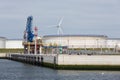 Liquid gas transshipment terminal in harbor Rotterdam, biggest seaport Europe