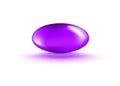 Liquid Gel Purple Oval Oil bubble isolated on transparent background. Cosmetic Capsule of vitamin E, A or omega 3 or 6 oil.