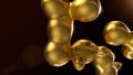 Liquid gold abstract background. Melting golden spheres on dark backdrop. luxury