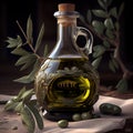 Liquid gold Glass bottle of the best extra virgin olive oil - Generated Artificial Intelligence - AI
