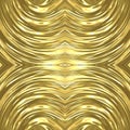 Liquid gold. Golden seamless mirror texture of a swirling vortex centered on the left. Gold background with a twisted pattern.