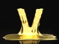 Liquid gold letter V