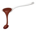 Liquid hot chocolate stream with spoon Royalty Free Stock Photo