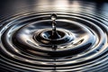 Liquid impact a single drop creates concentric rings of reflection on a dark, still surface. Generative AI Royalty Free Stock Photo
