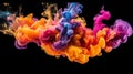 Liquid ink explosion creating mesmerizing abstract shapes. AI generated
